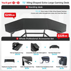 Aero Wing-Shaped Studio Desk, Black (63" and 72")