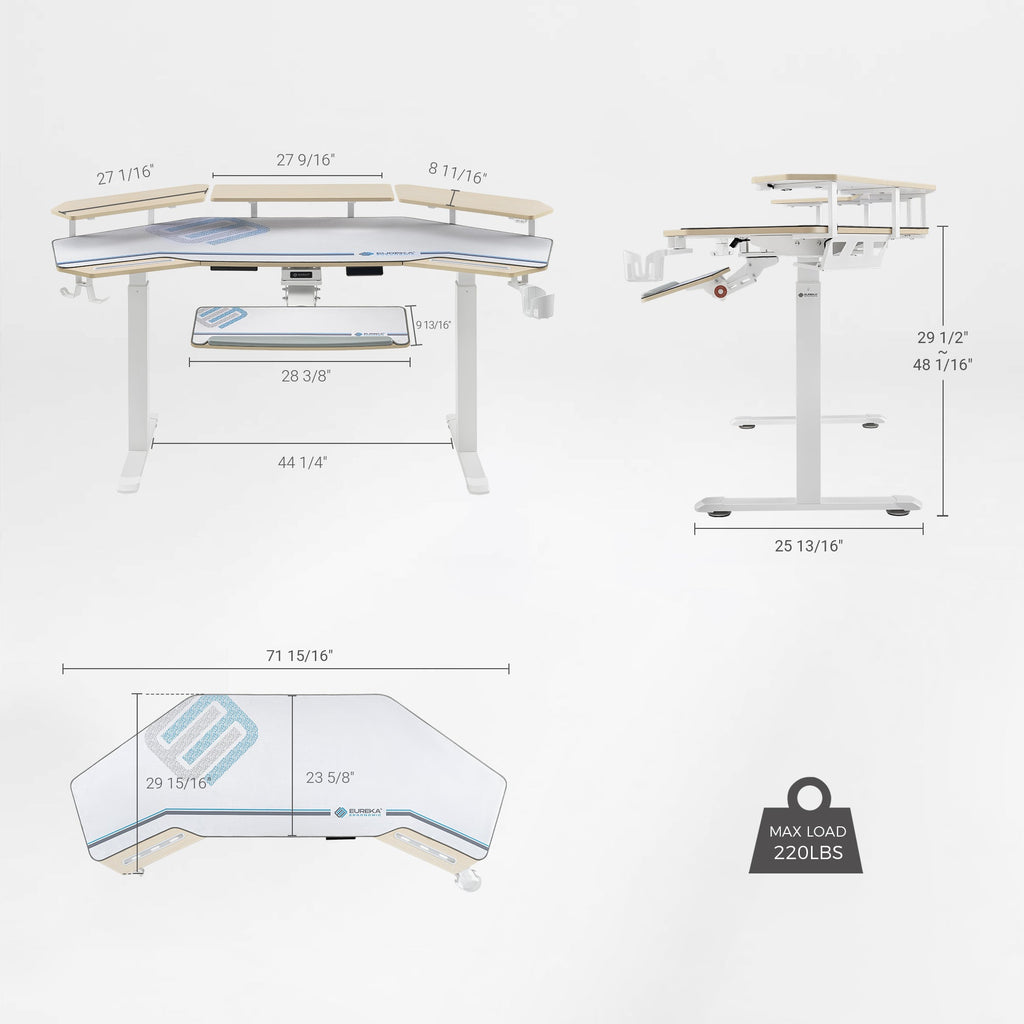 Aero Pro Wing-Shaped Standing Desk (72"x23")