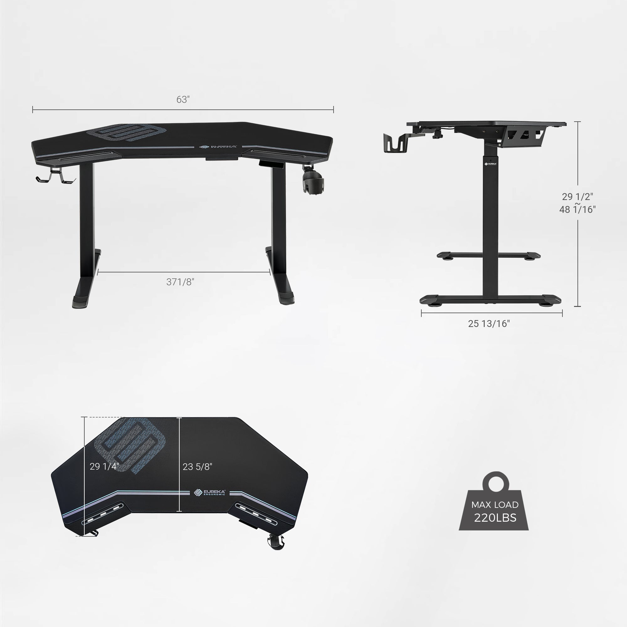 Aero Pro Wing Shaped Standing Desk (63"x23")