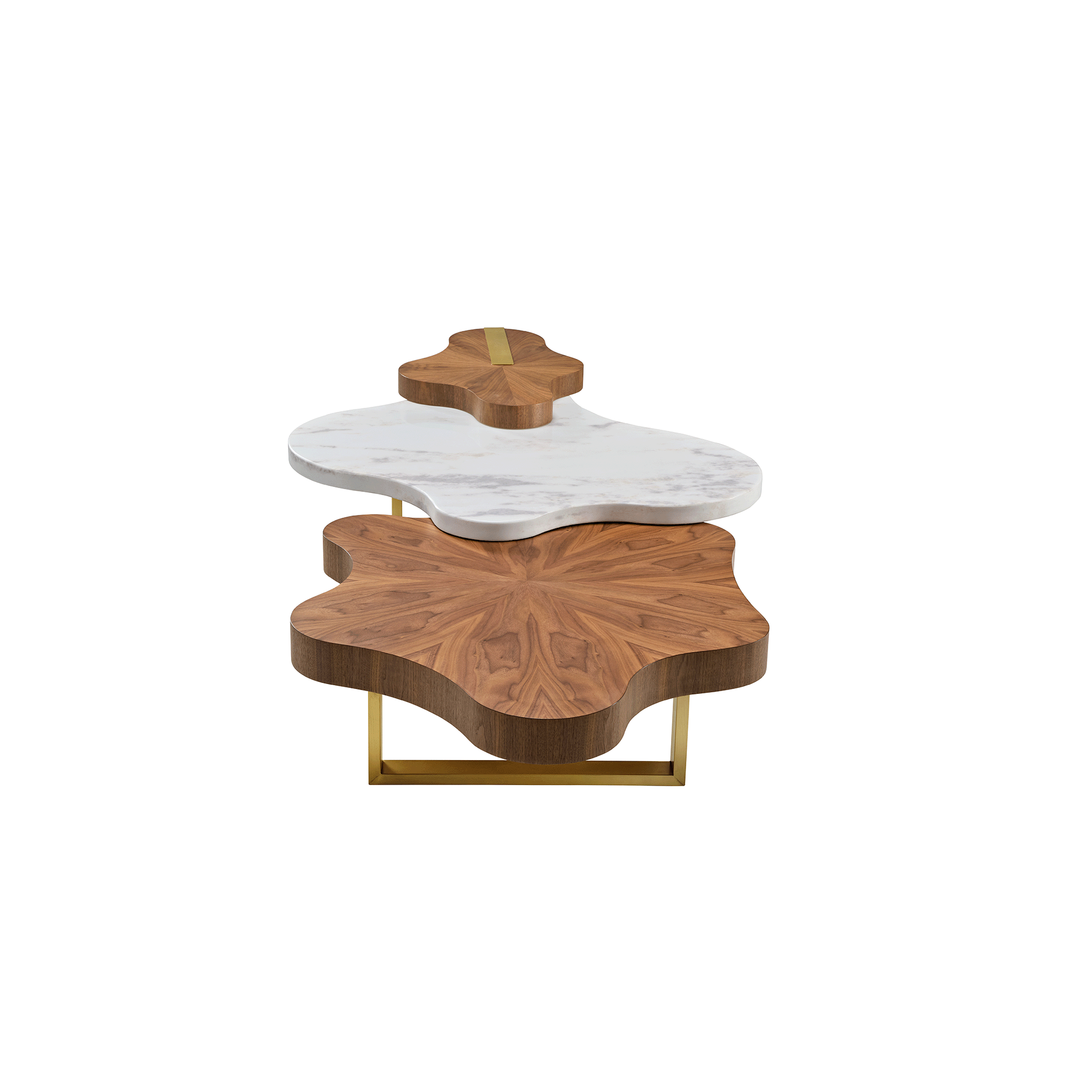 63" Cloud Shape Solid Wood Coffee Table Set