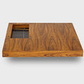 47" Square Solid-Wood Coffee Table with Sunken Small Desktop