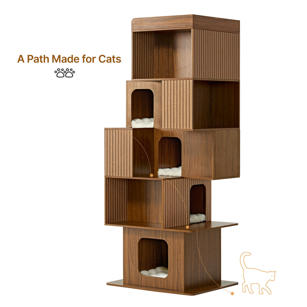 Pawlio, 72" Owner and Pet Shared Bookshelf Cat Tree