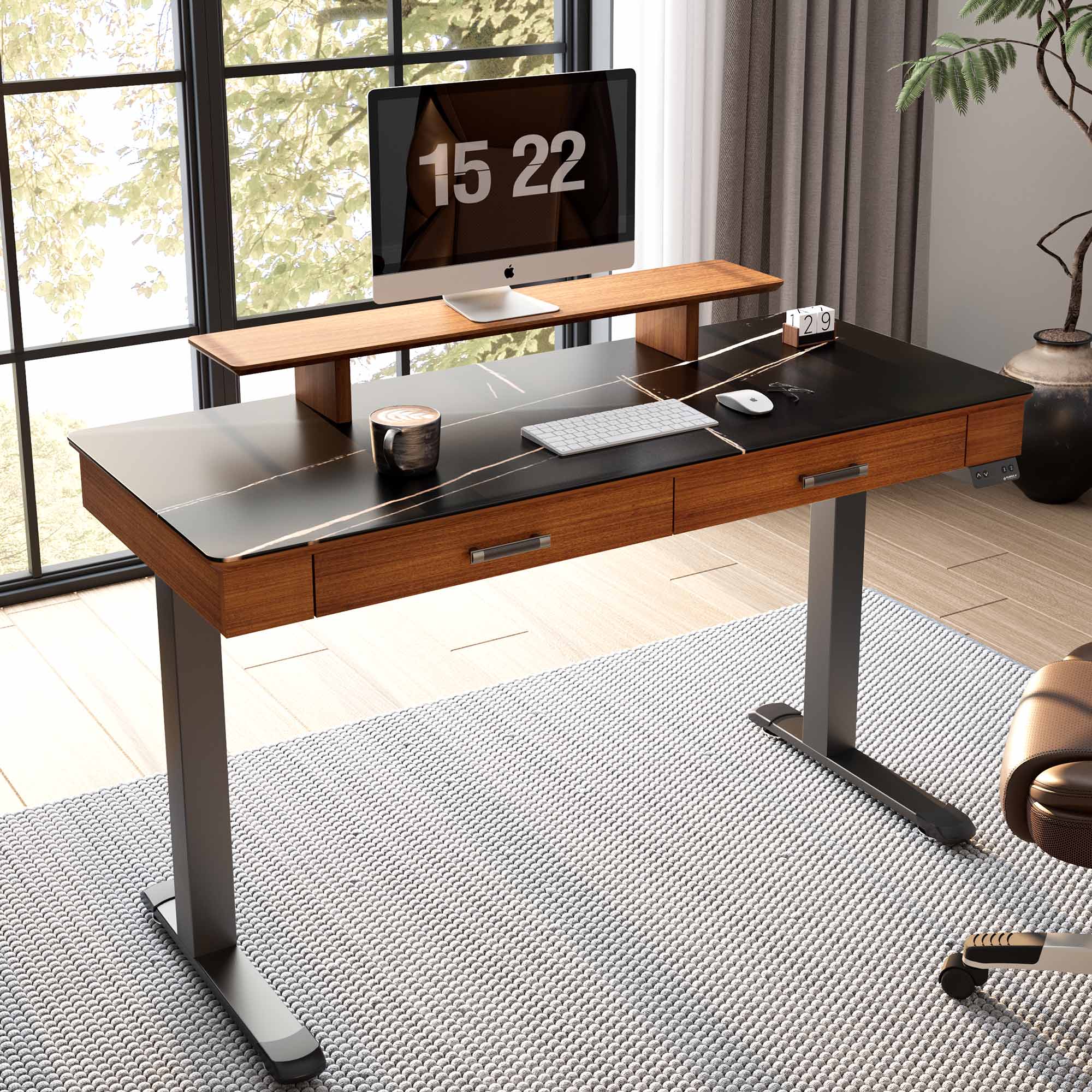 George, Slate Standing Desk, Artificial Marble Desktop (55"x23")