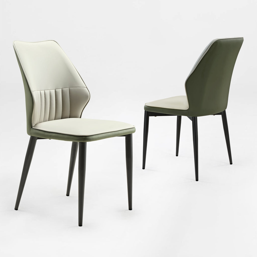 Ember, Upholstered Dining Side Chair Set of 2, Gray and Bottle Green