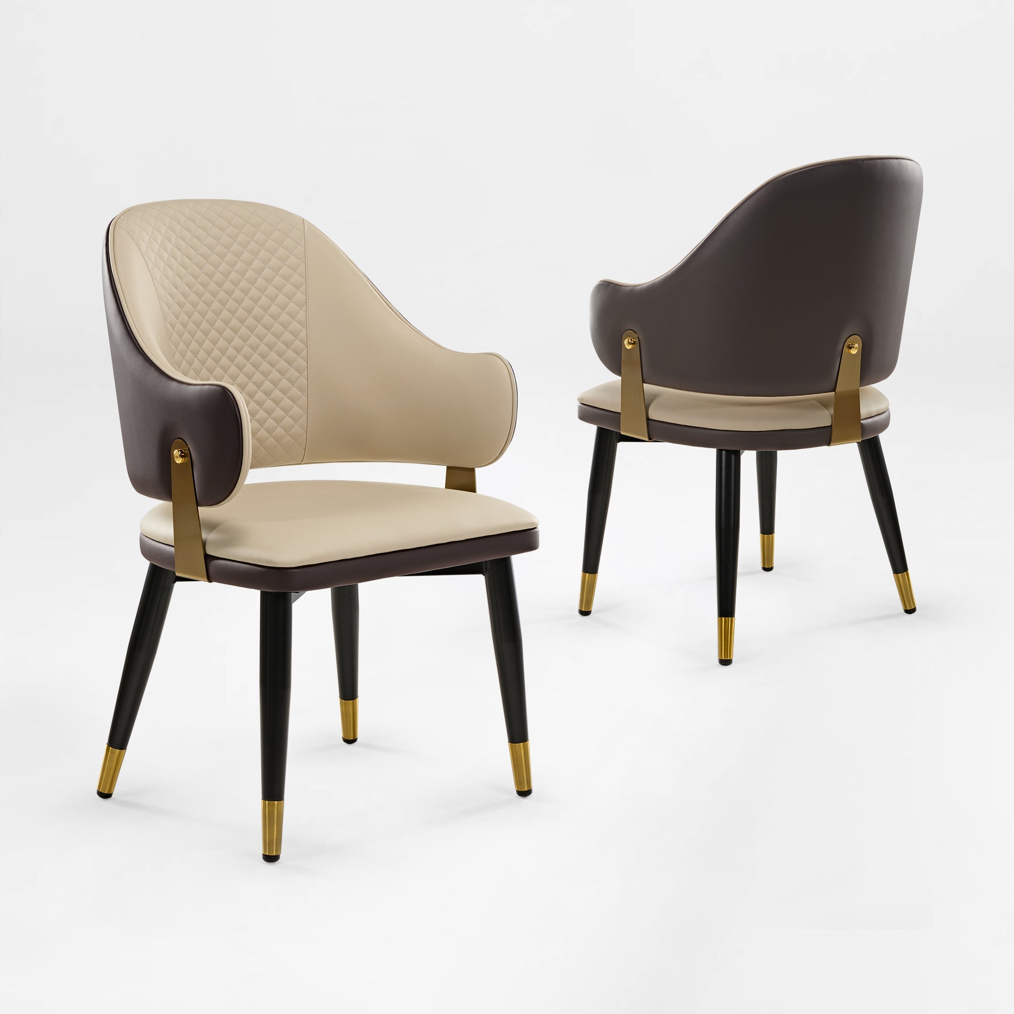 Anareli, Upholstered Dining Arm Chairs Set of 2,Beige and Dark Brown