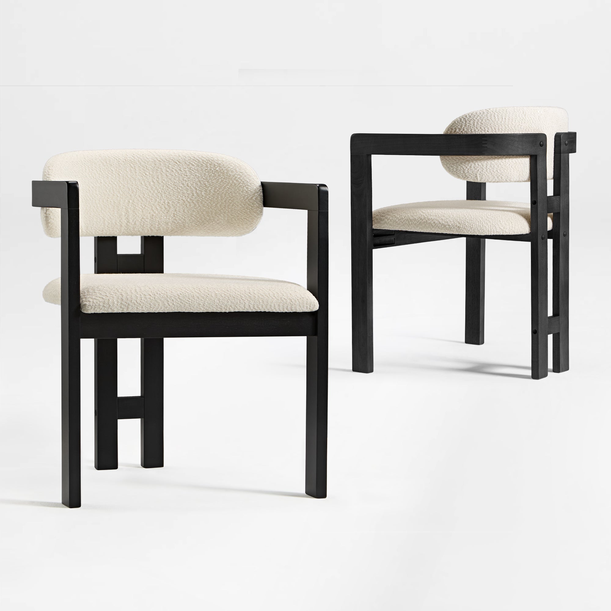 Elle Boucle Dining Chairs Set of 2, Walnut/black