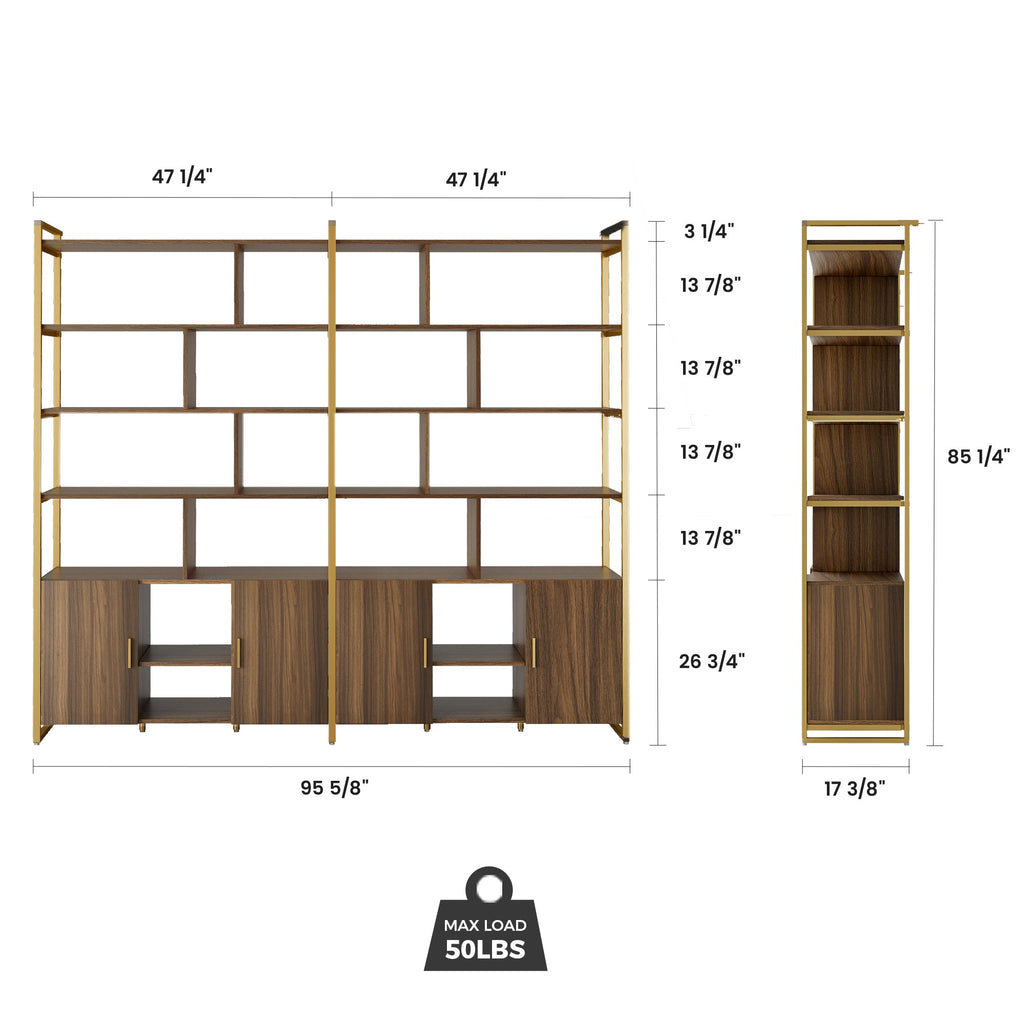 Napa Wood Bookcase Cabinet, Bottom Storage, Adjustable Book Shelves
