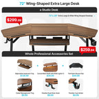 Aero Wing Shaped Studio Desk (73"x23")