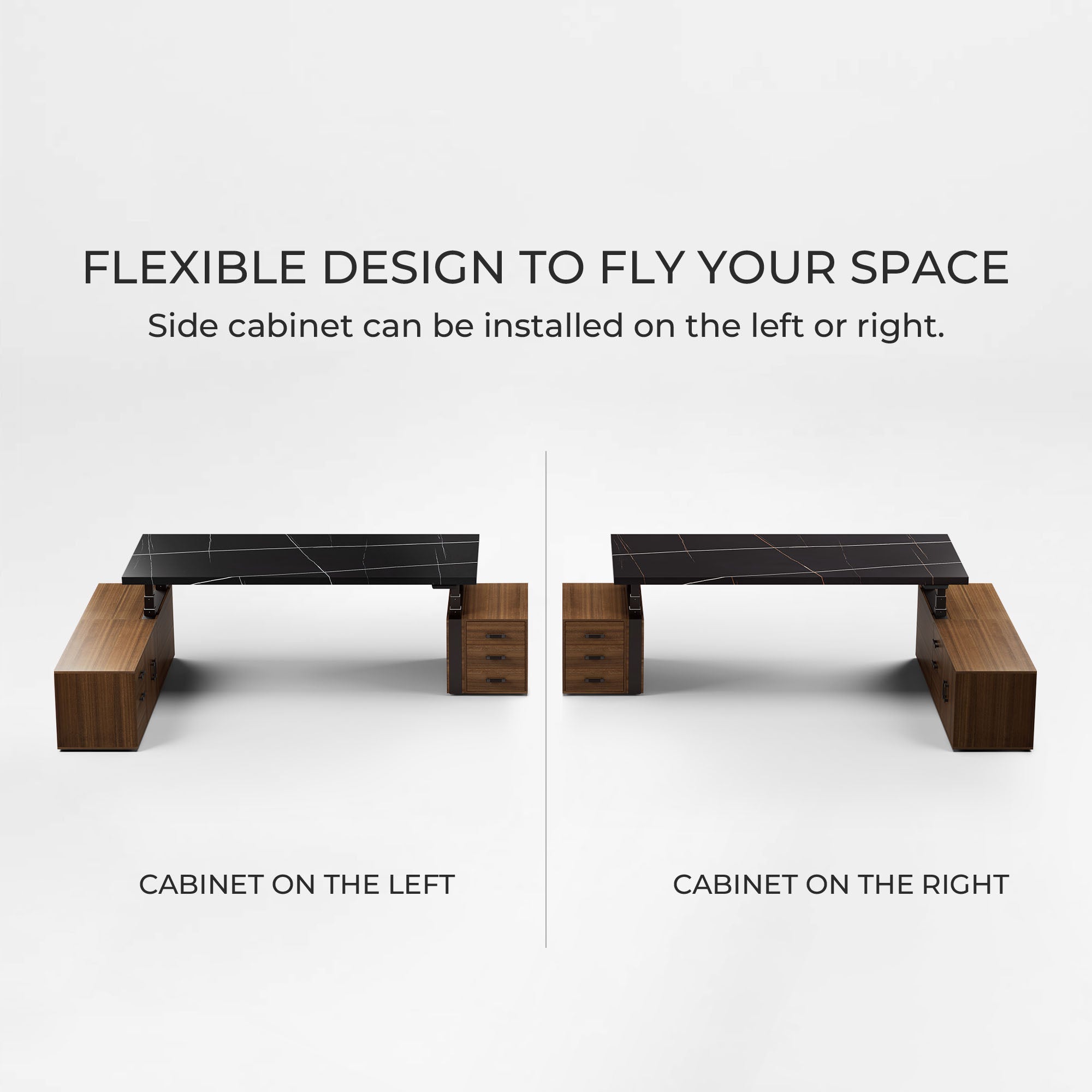 Zen Pro Series, 87"/72" Executive Standing Desk with Cabinets Set