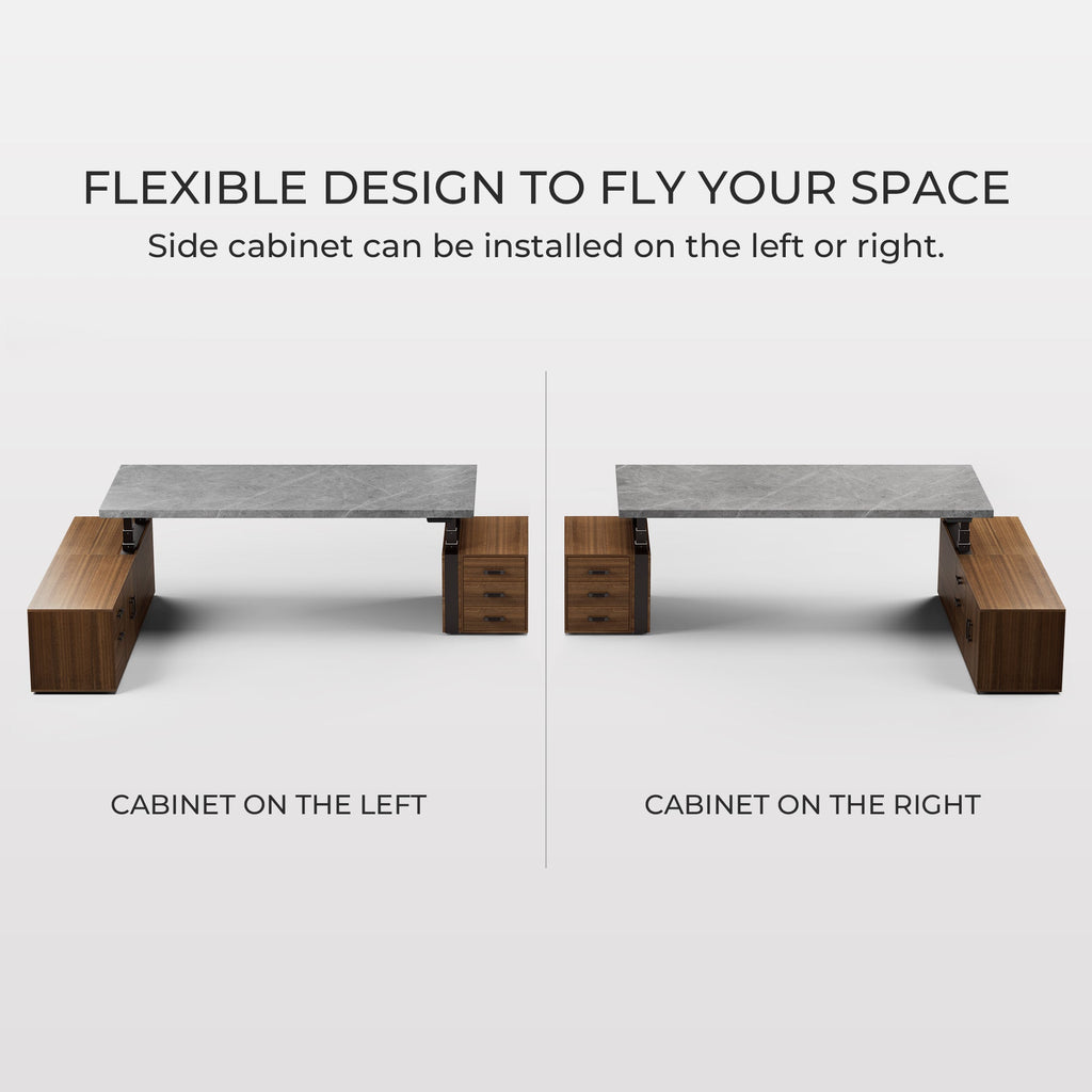 Zen Pro Series, 87"/72" Executive Standing Desk with Cabinets Set