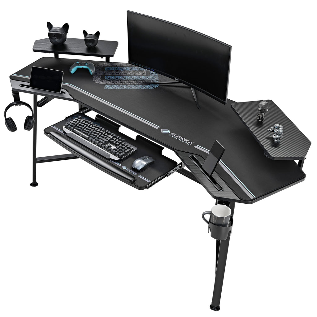 Aero Wing-Shaped Studio Desk, Black (63" and 72")