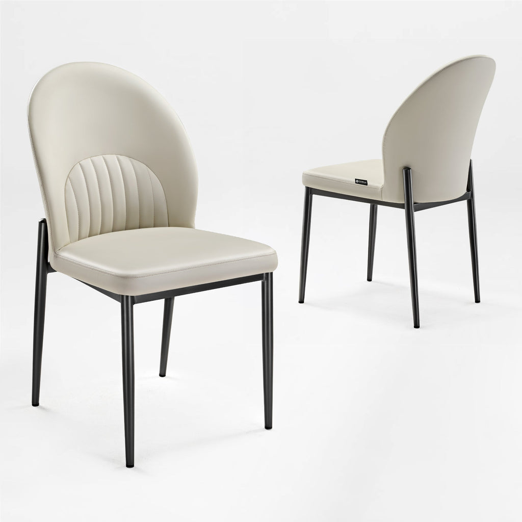 Chic, Upholstered Dining Side Chair Set of 2, Off-White