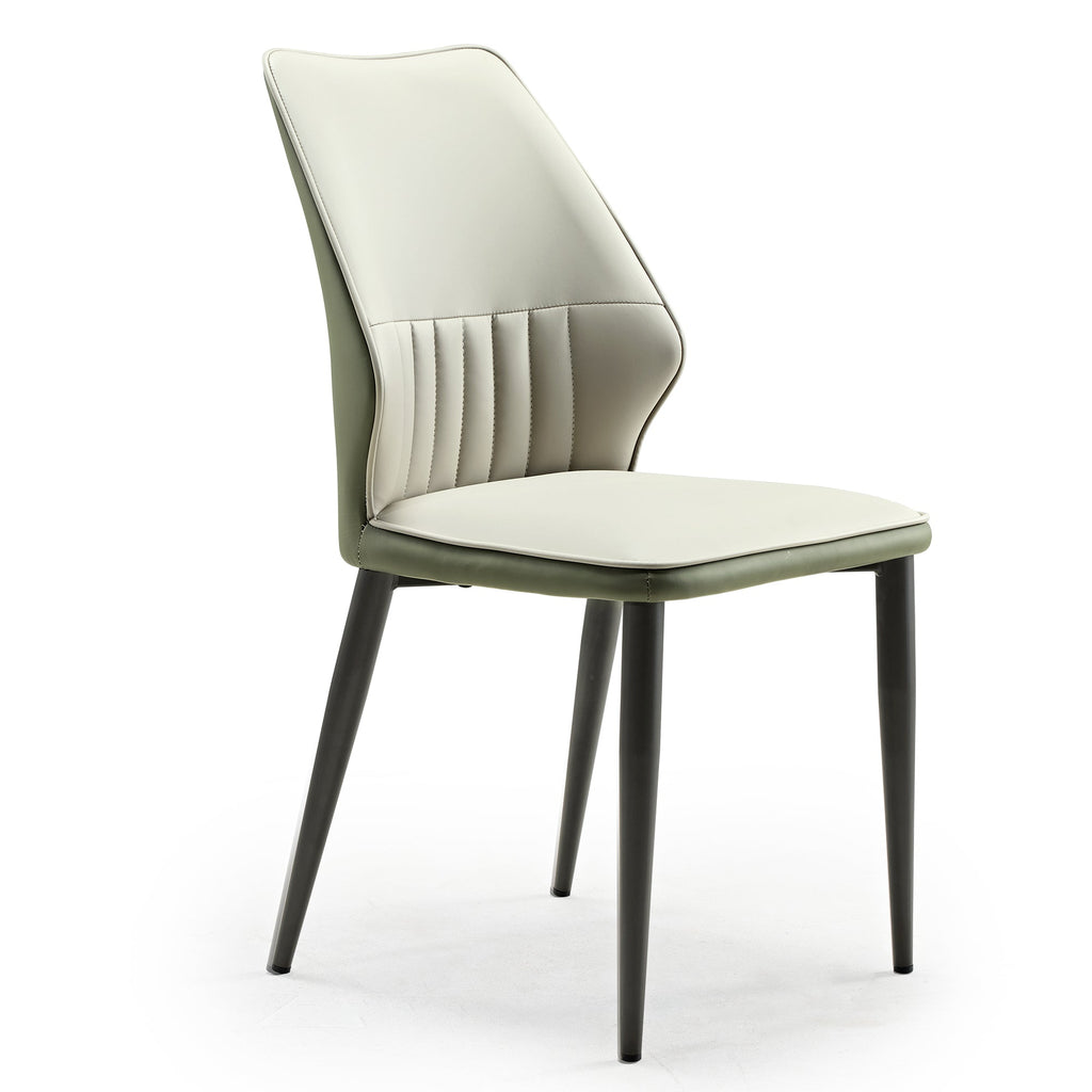 Ember, Upholstered Dining Side Chair Set of 2, Gray and Bottle Green
