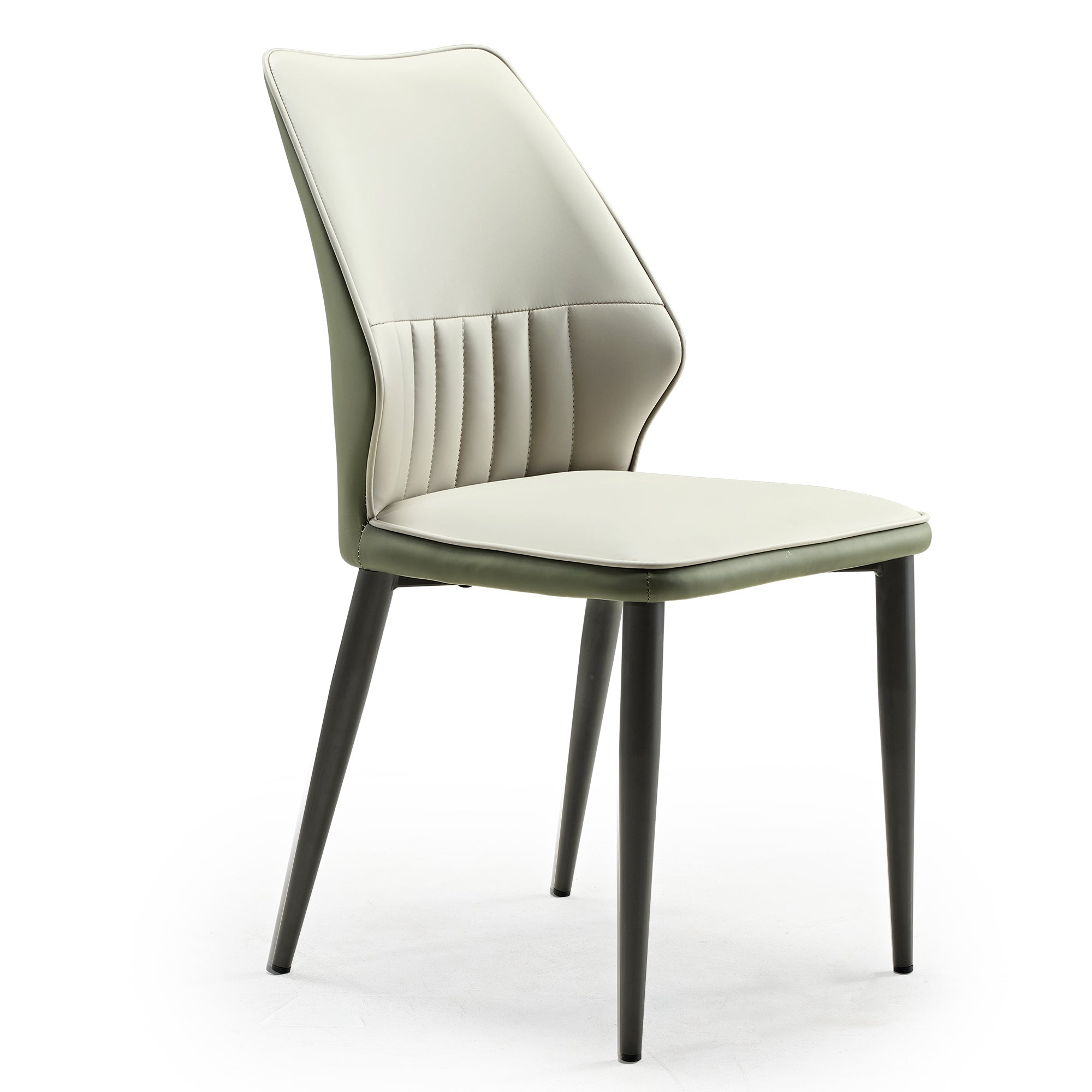 Ember, Upholstered Dining Side Chair Set of 2, Gray and Bottle Green