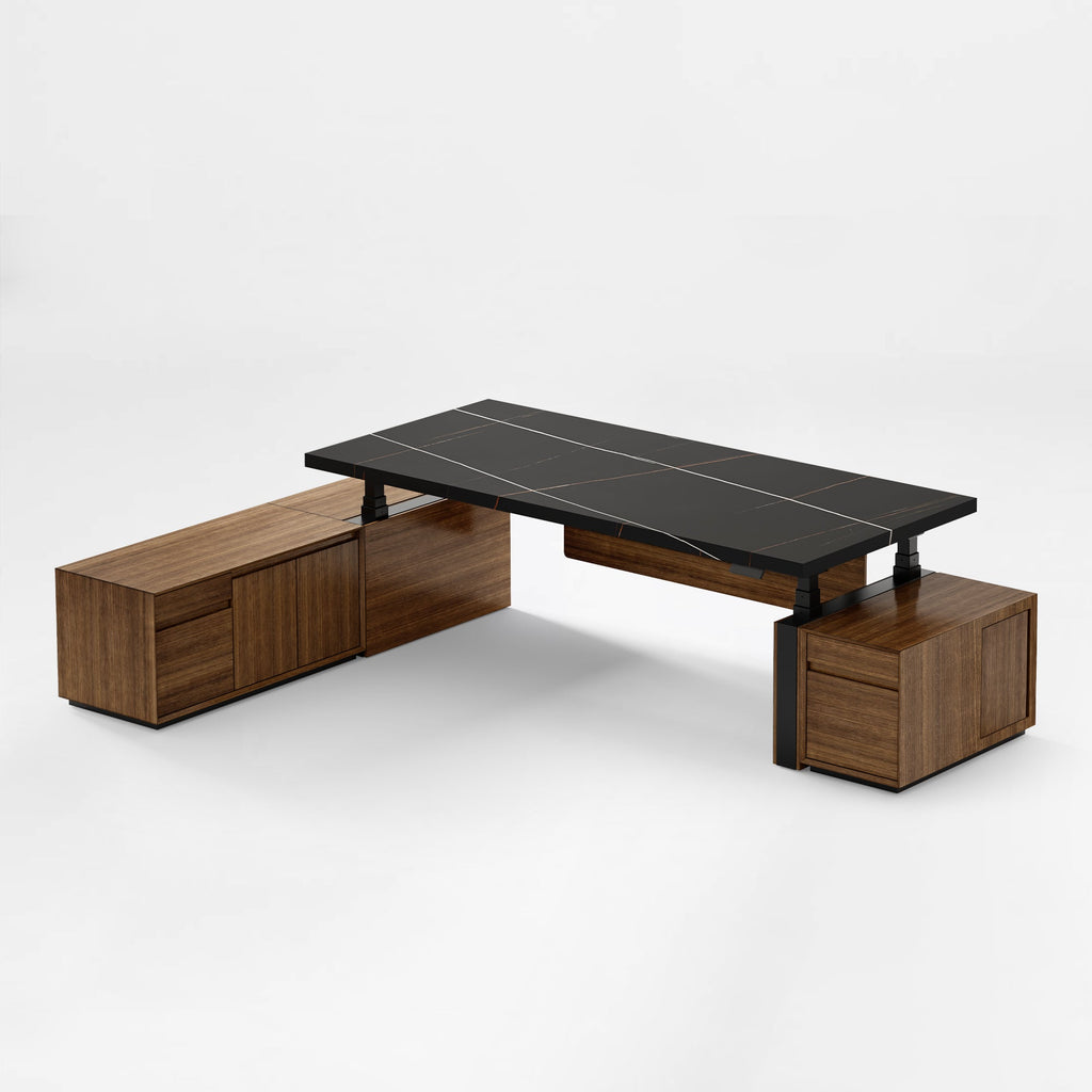 Zen Pro Series, 87"/72" Executive Standing Desk with Cabinets Set