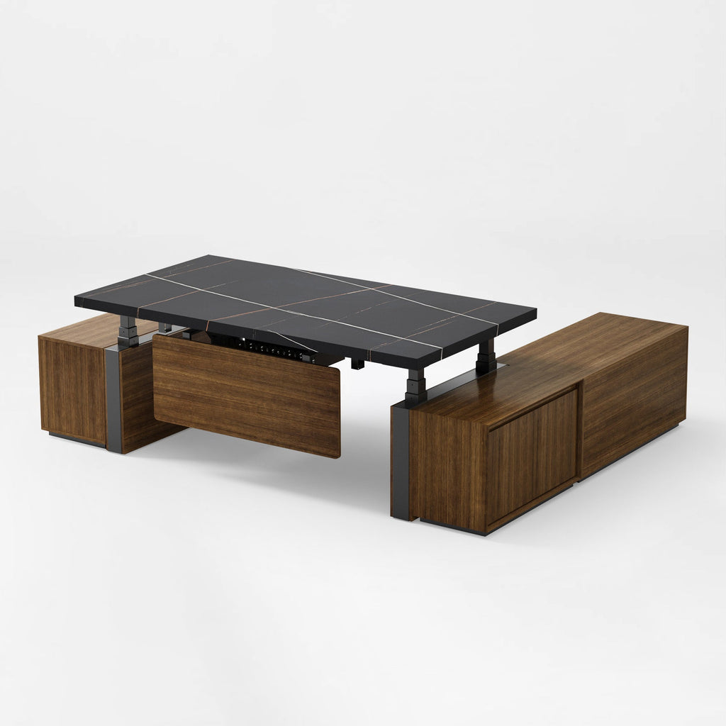 Zen Pro Series, 87"/72" Executive Standing Desk with Cabinets Set