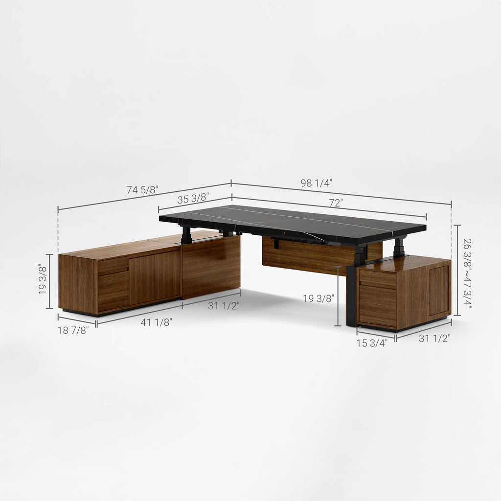 Zen Pro Series, 87"/72" Executive Standing Desk with Cabinets Set