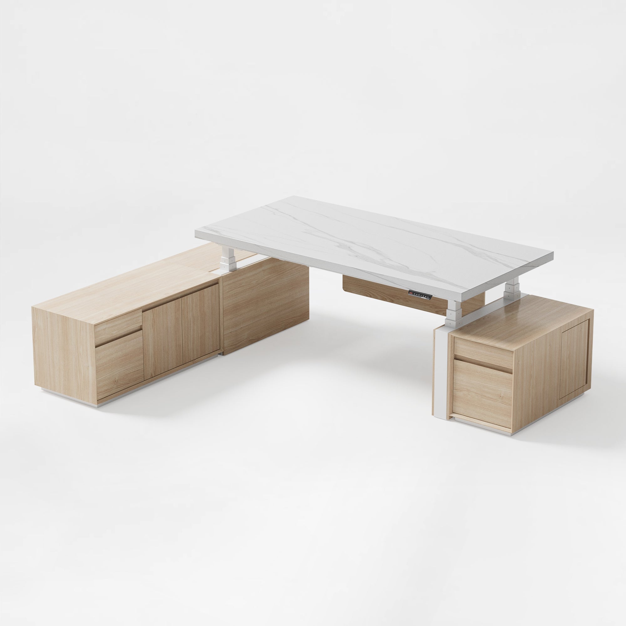 Zen Pro Series, 87"/72" Executive Standing Desk with Cabinets Set