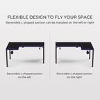 GTG - L60, L-Shaped Glass LED Gaming Desk (60"x40")