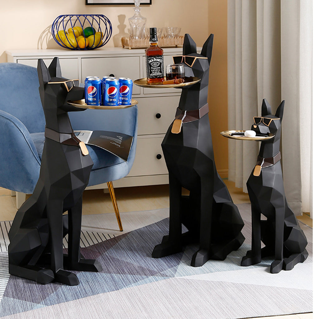 29" H, Big Doberman Dog Side Table
