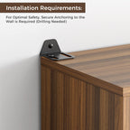 77" Display Bookshelf with Glass Door and Storage Cabinets, Walnut