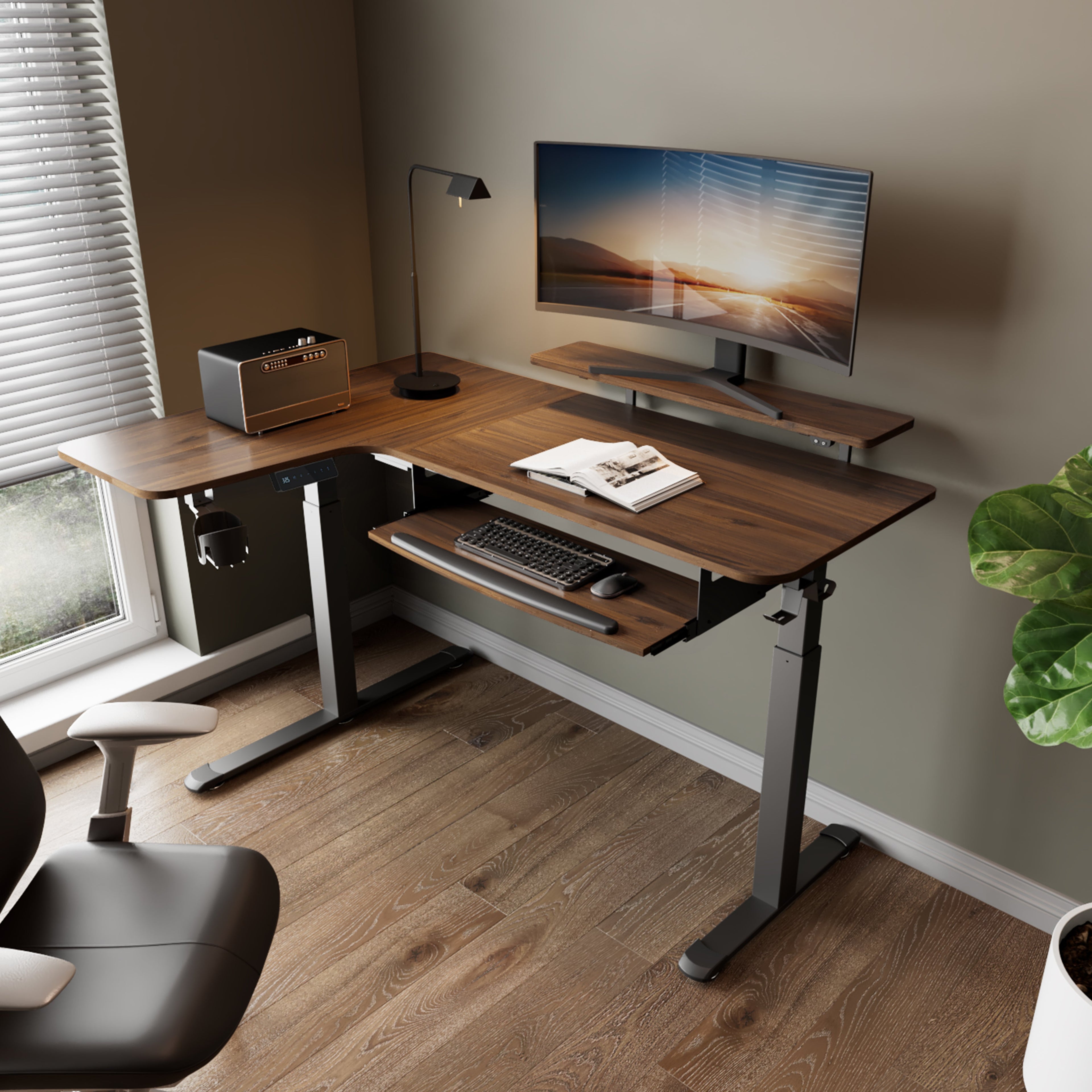 L-Shaped Standing Desk with Accessories Set (60"x23")