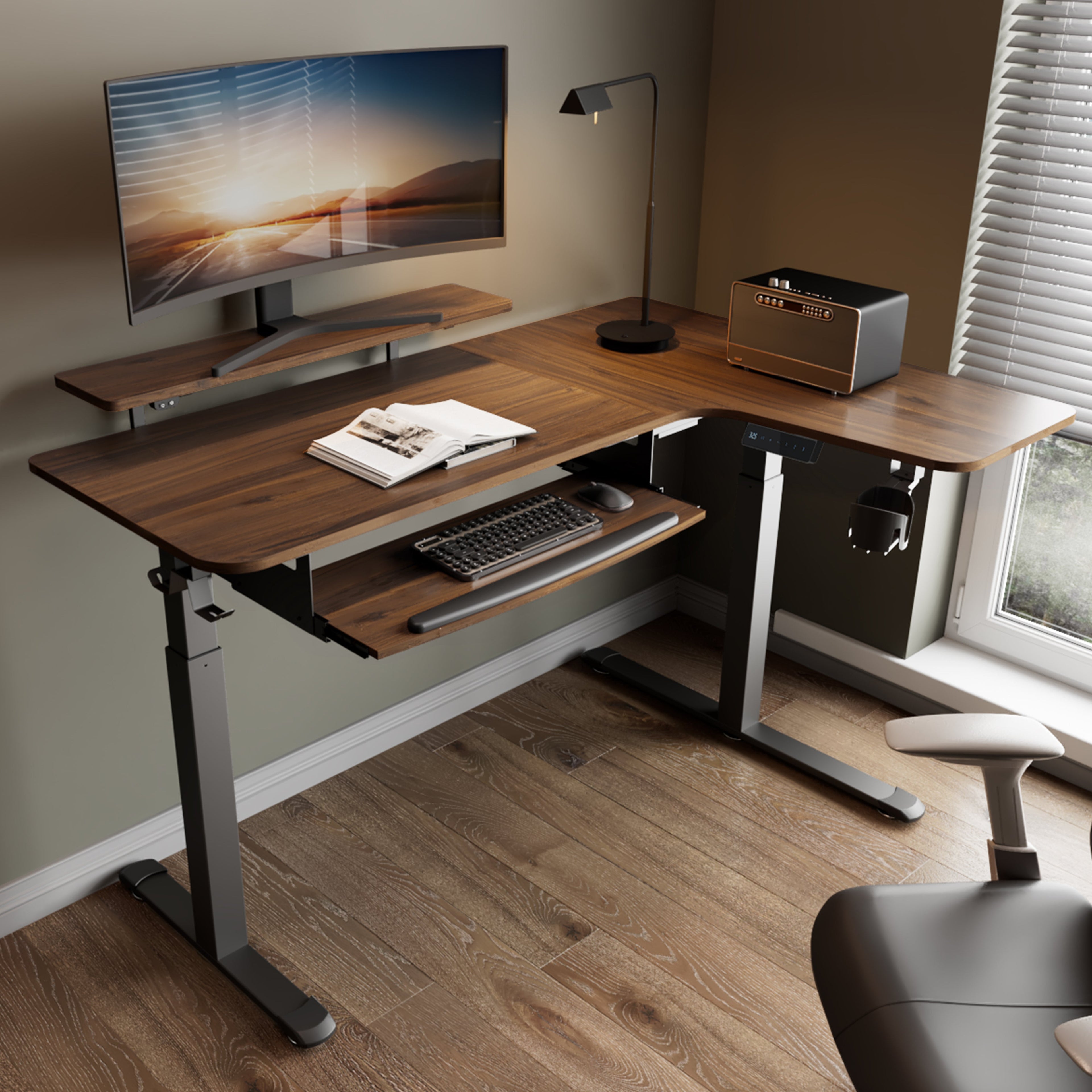 L-Shaped Standing Desk with Accessories Set (60"x23")