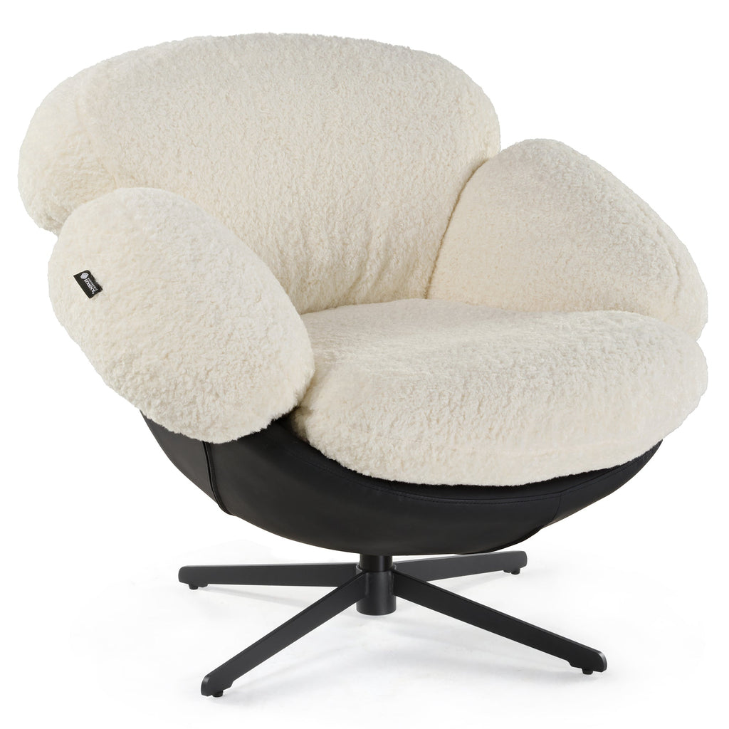 Cara, Modern Comfy Swivel Lounge Chair, White