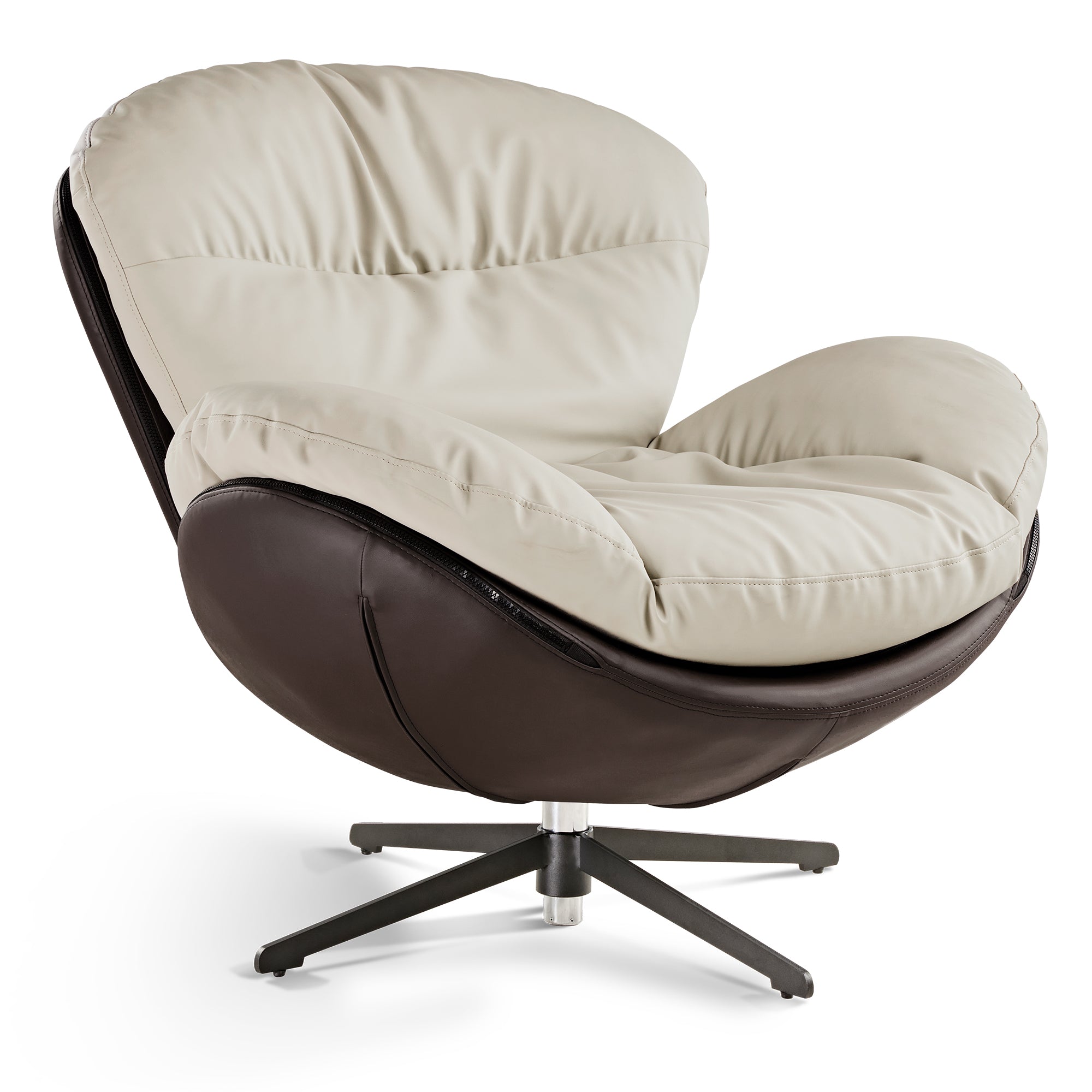 Alexia, Comfy Soft Swivel Lounge Chair, Gray