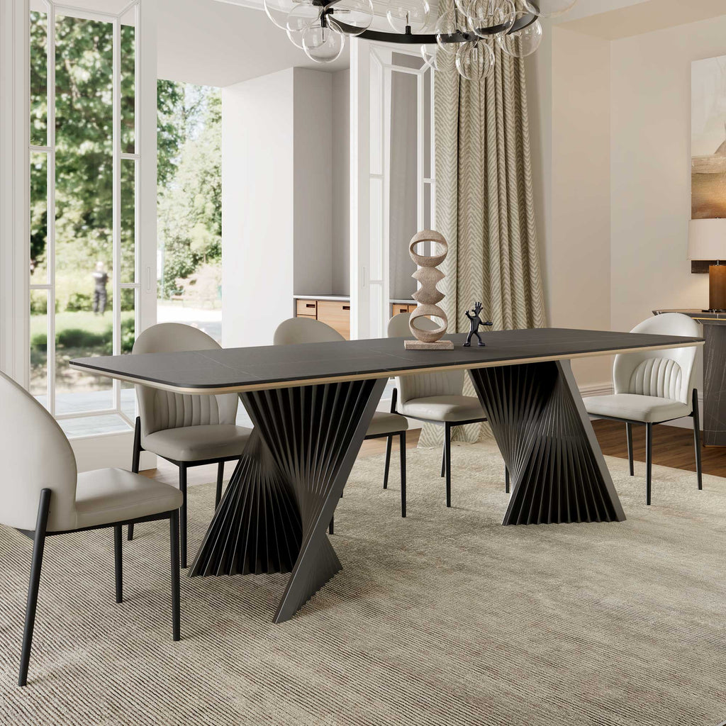 Oasis, 105.5" Dining Table with Sintered Stone, Black