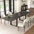 Savoy, 78"-118" Extendable Dining Table with Sintered Stone, Black
