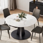 Amelia, 33"-53" Round Extending Dining Table, Black/white