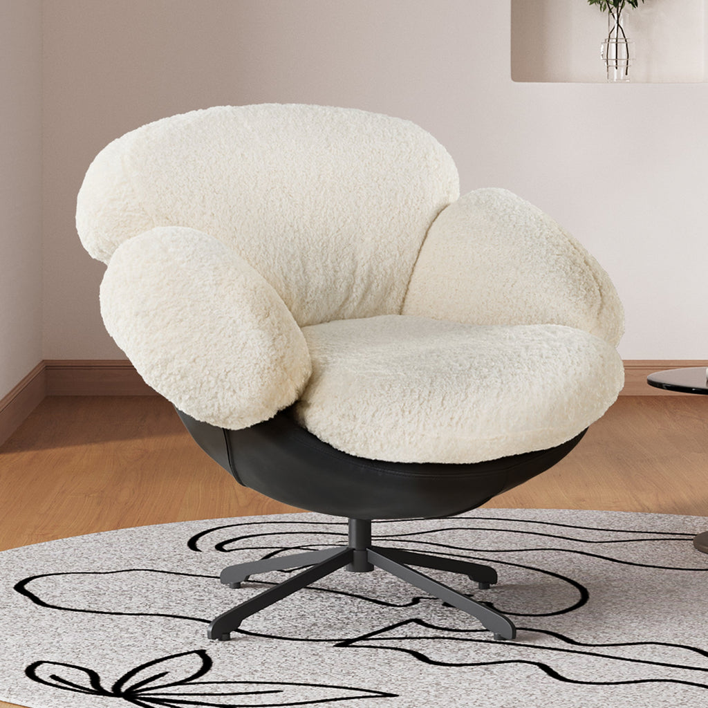 Cara, Modern Comfy Swivel Lounge Chair, White
