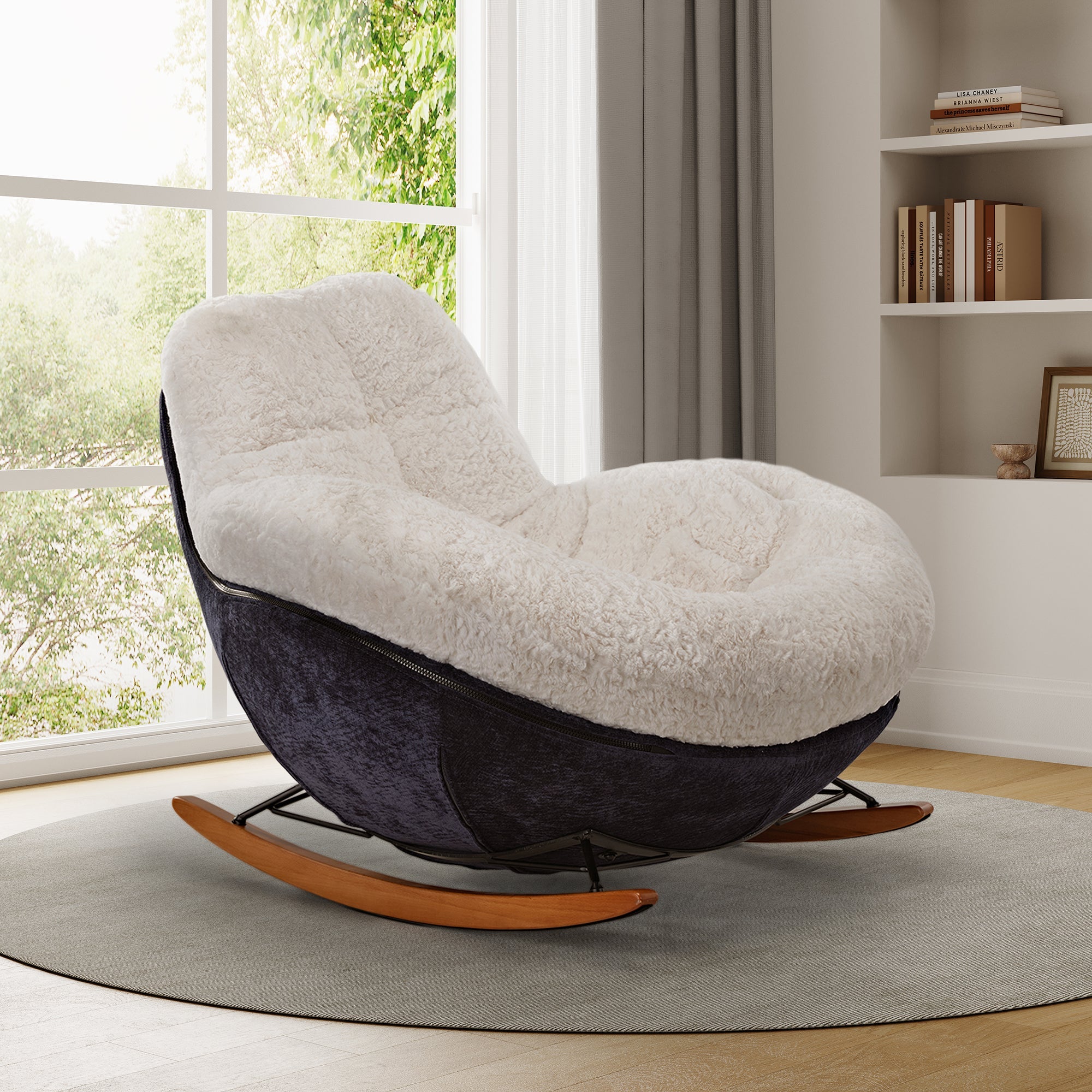 Chloe, Comfy Rocking Lounge Chair, Off White