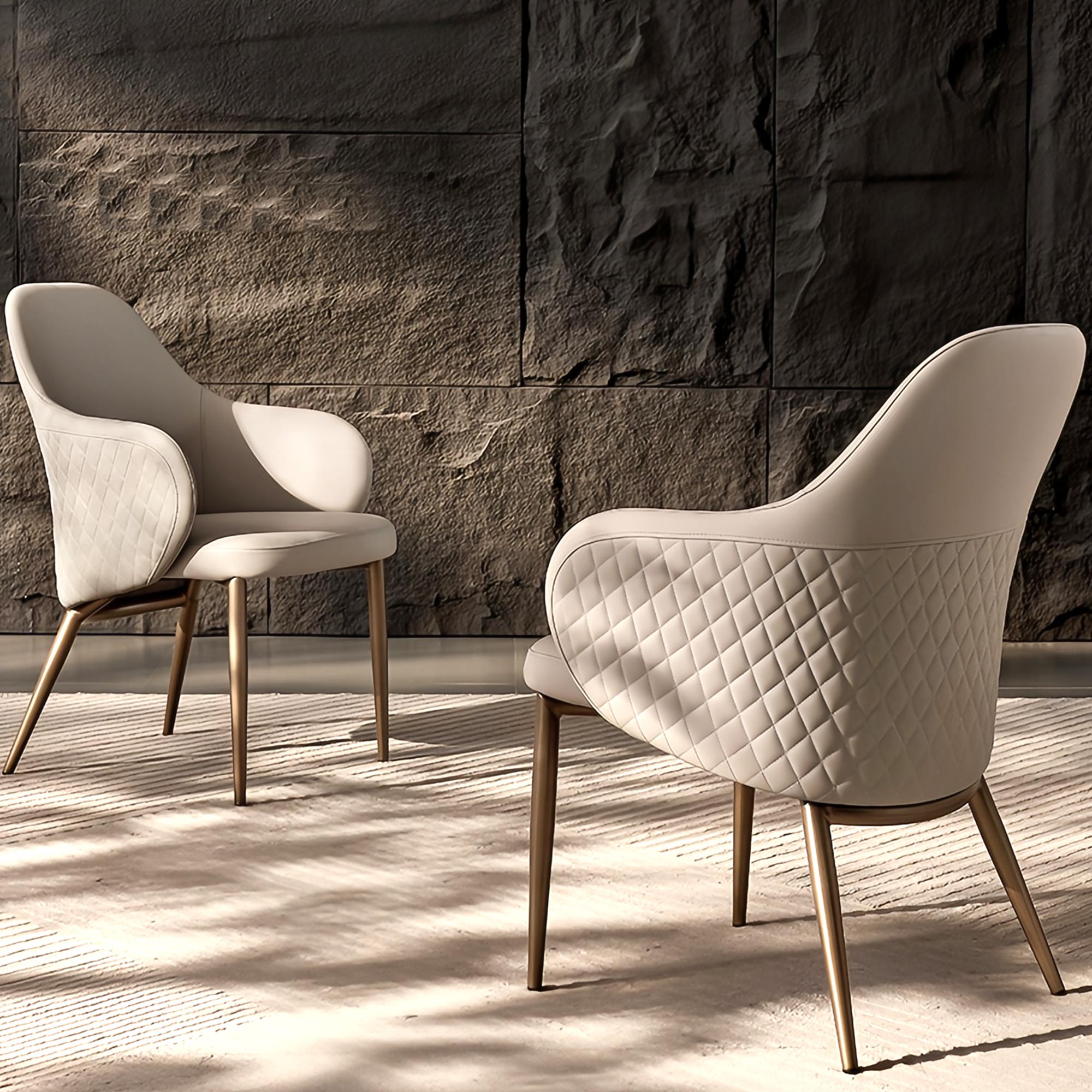 Acalay, Upholstered Dining Arm Chairs Set of 2, Beige