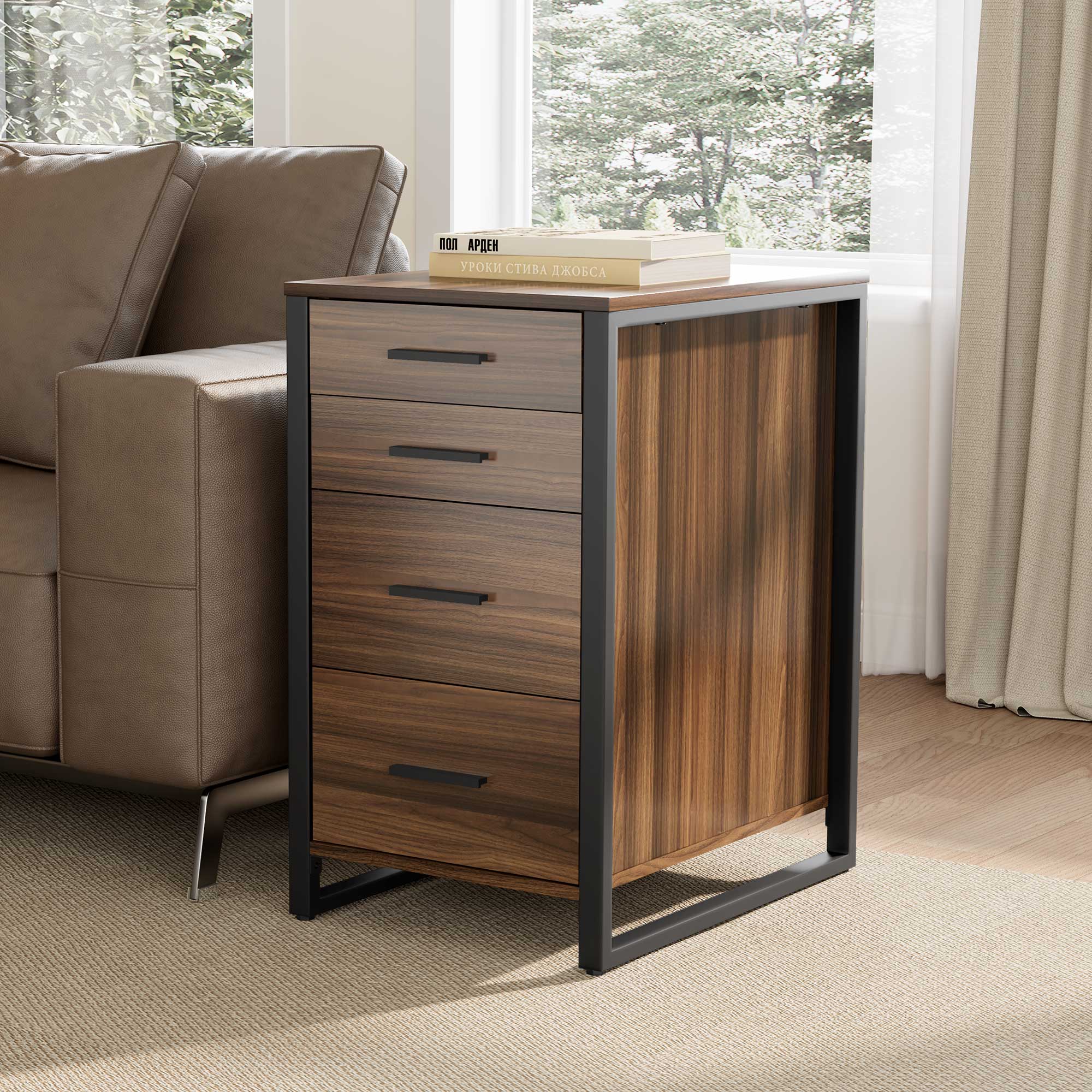 28" File Storage Cabinet with Office Four-Drawers, Walnut