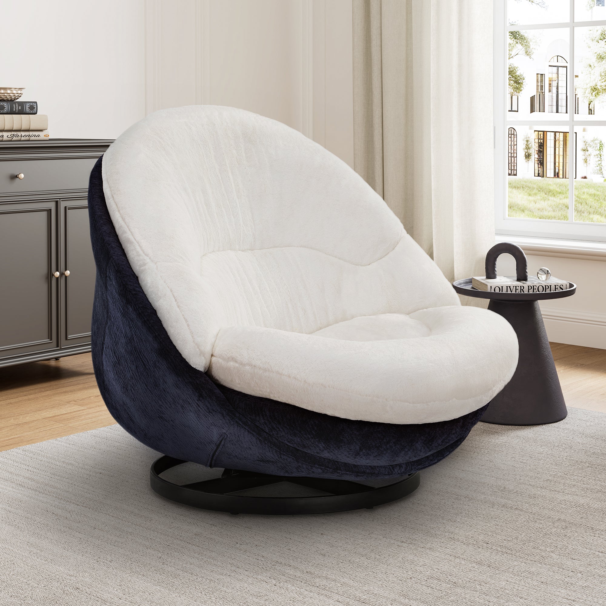 Gloria, Soft Upholstered Swivel Lounge Chair, White