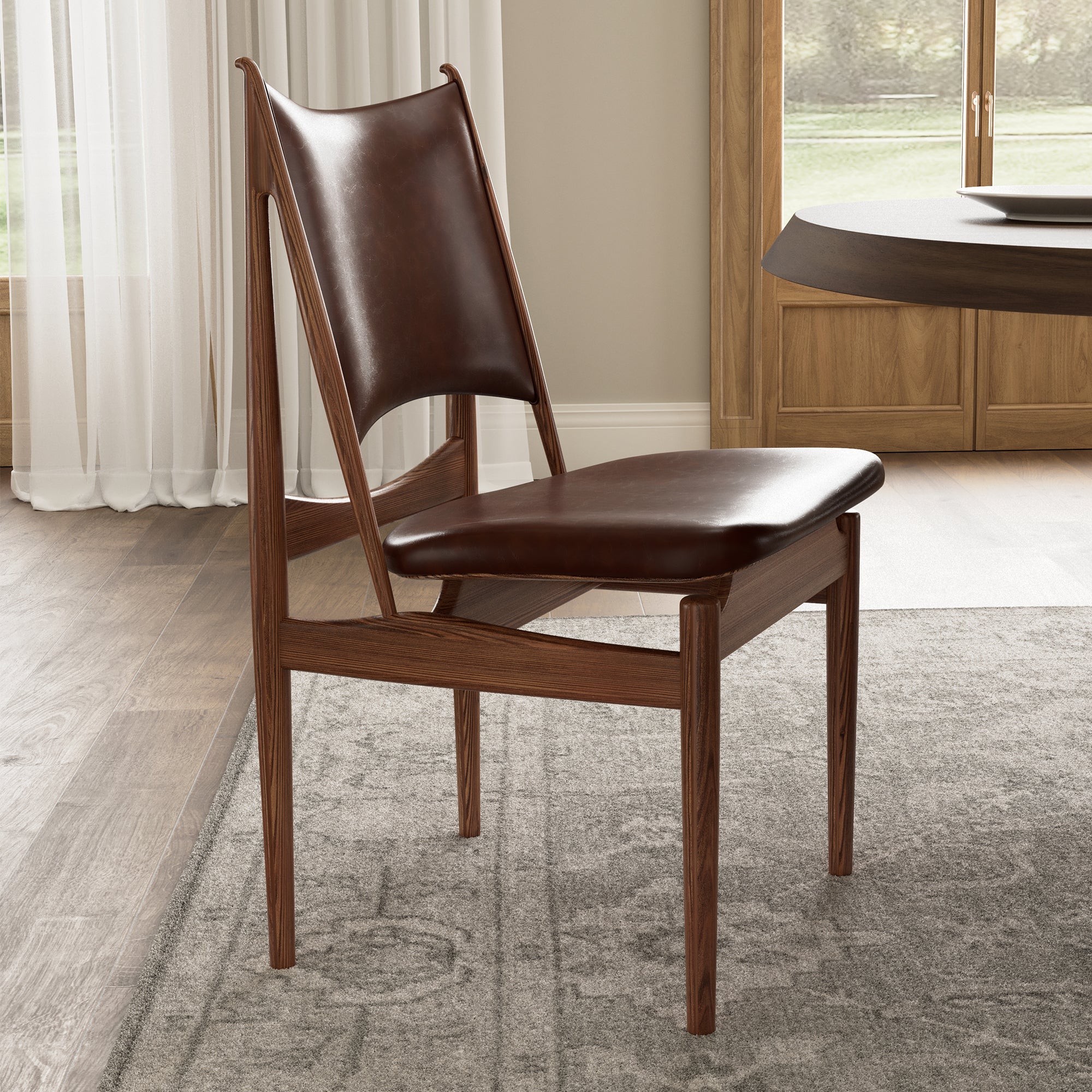 Lavish, Solid Wood Dining Side Chairs Set of 2, Brown
