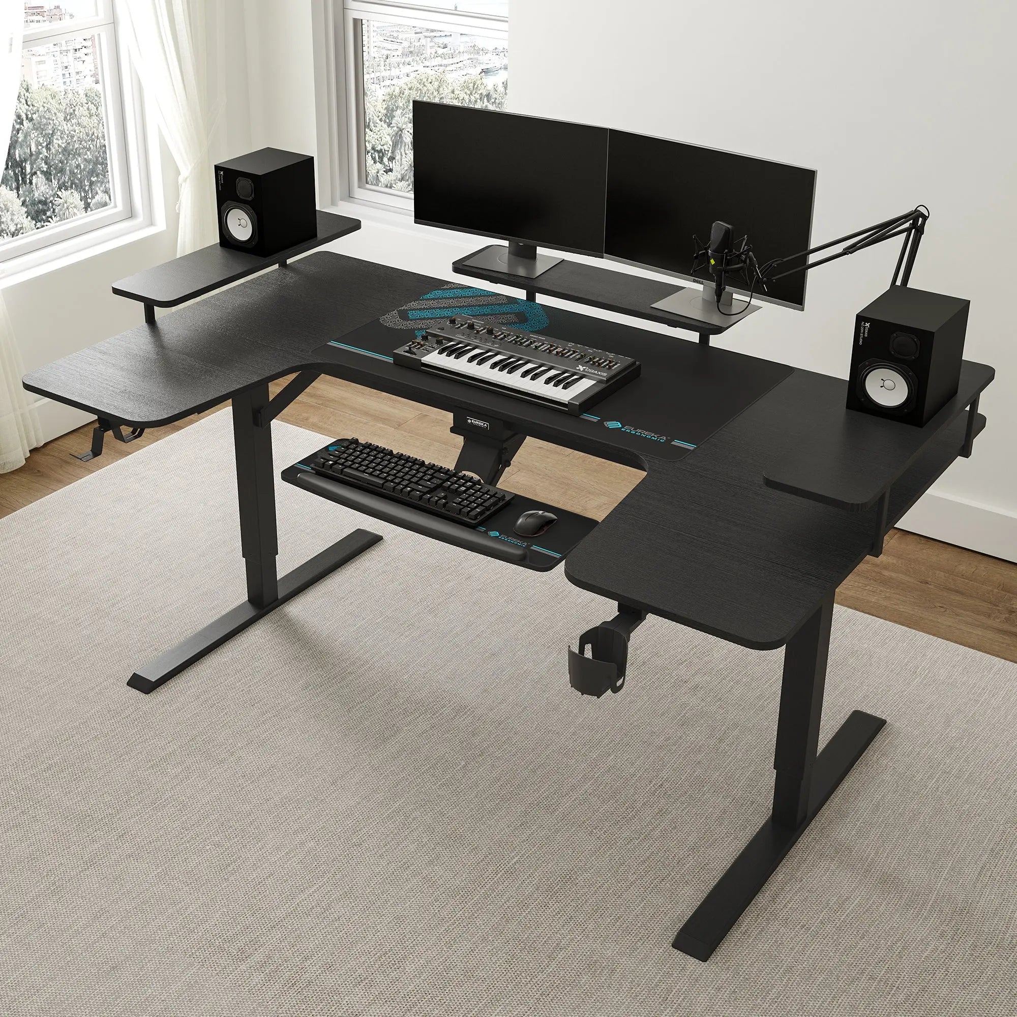 U-Shaped Standing Desk with Accessories Set (74"x23")