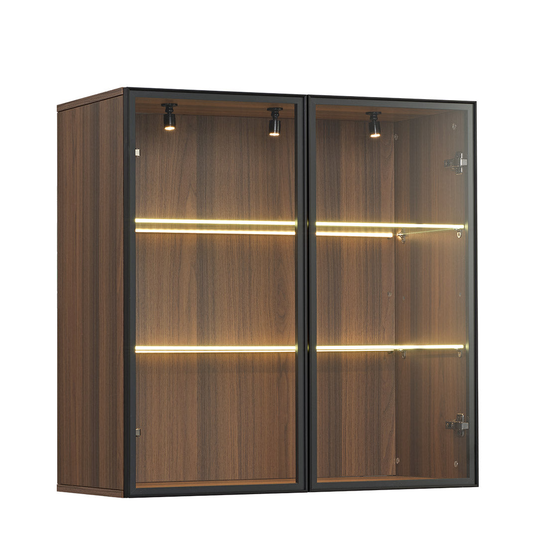 32" Wall Mounted Curio Cabinet with Glass Doors