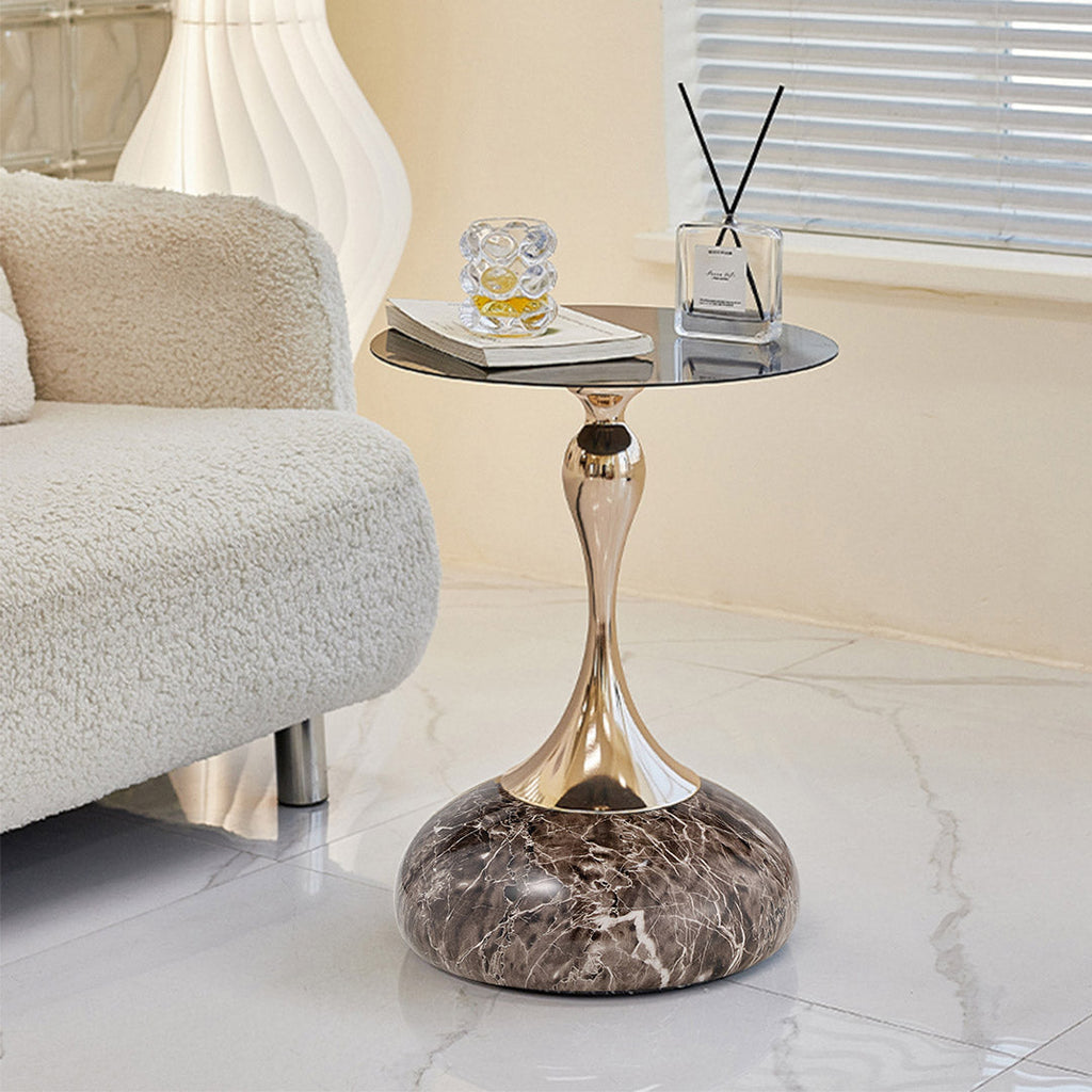 15" Round Metal Top Side Table