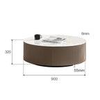 35" Round White Sintered Stone Coffee Table with Side Table Set
