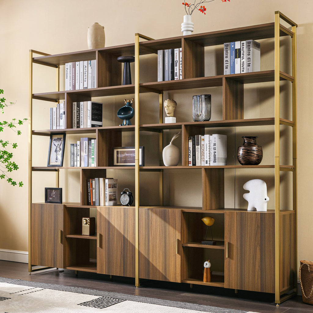 Napa Wood Bookcase Cabinet, Bottom Storage, Adjustable Book Shelves