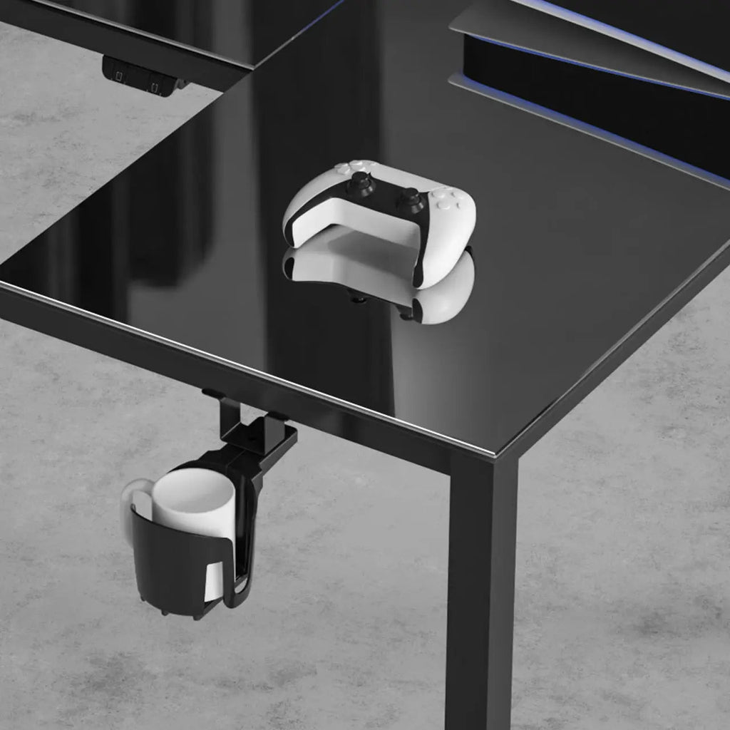 GTG - L60, L-Shaped Glass LED Gaming Desk (60"x40")