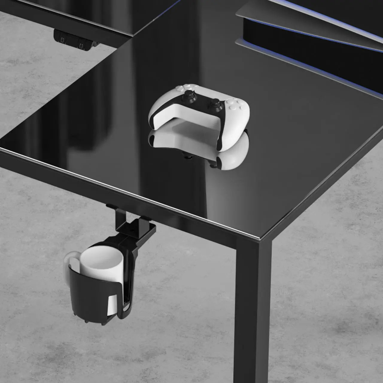 GTG - L60, L-Shaped Glass LED Gaming Desk (60"x40")