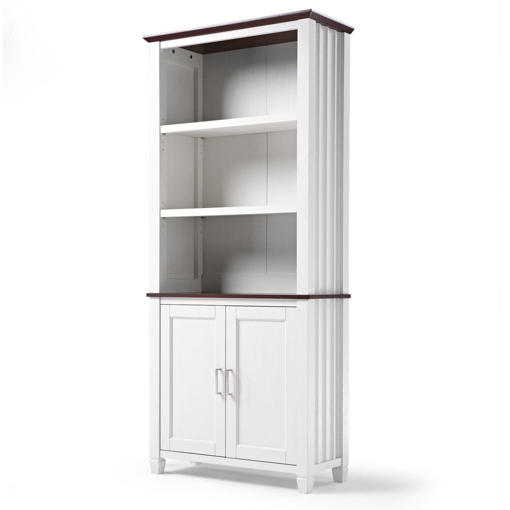 Ark ES, 71" Display Bookshelf with Storage Cabinet, White