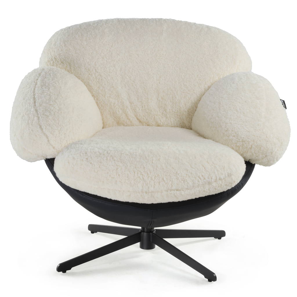 Cara, Modern Comfy Swivel Lounge Chair, White