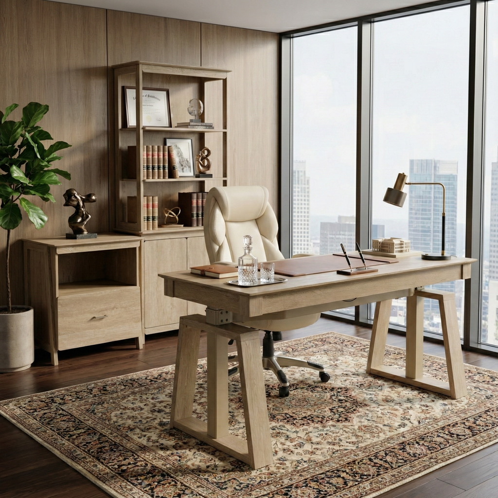 Executive Office Set:ark EL Standing Desk, Chair and Storage