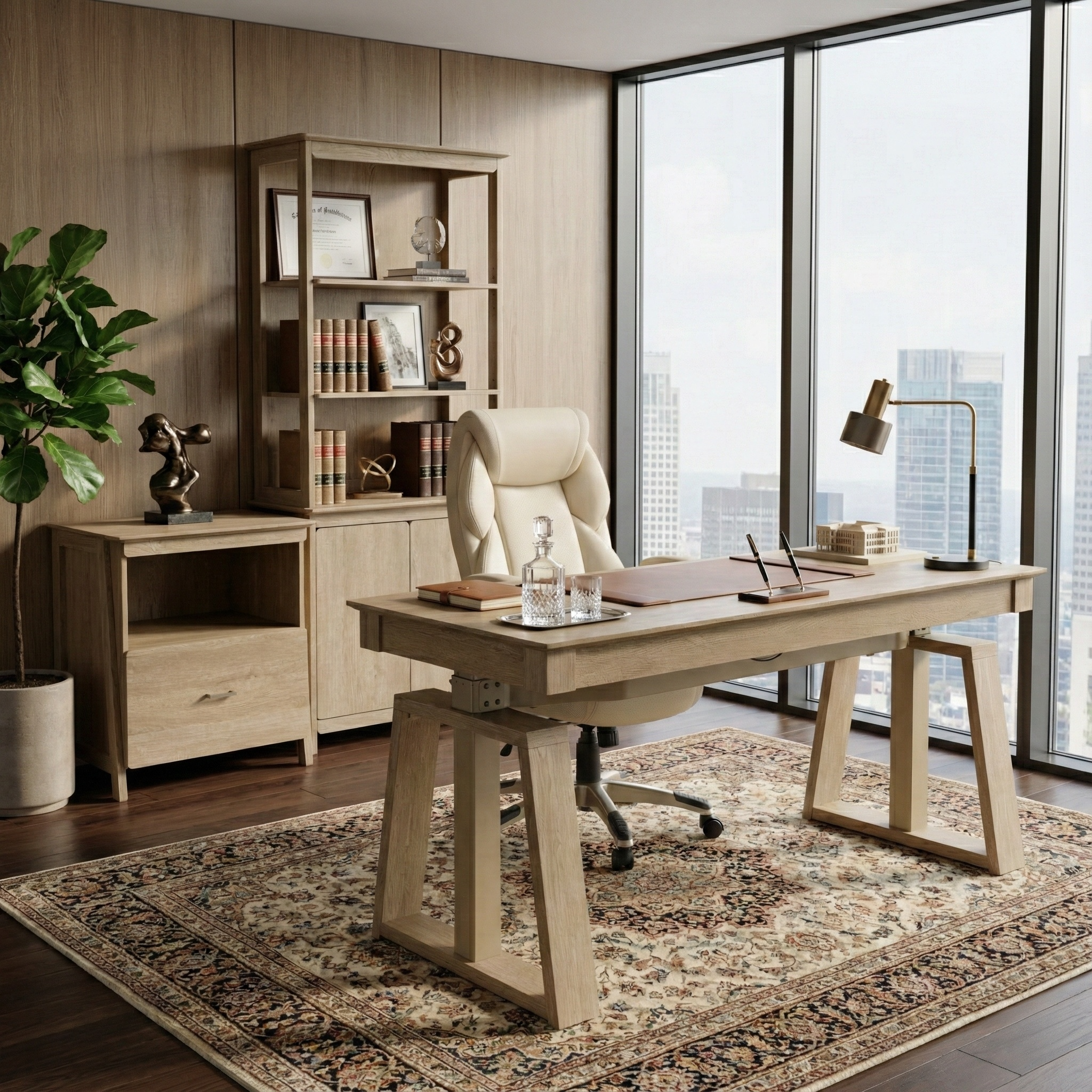 Executive Office Set:ark EL Standing Desk, Chair and Storage