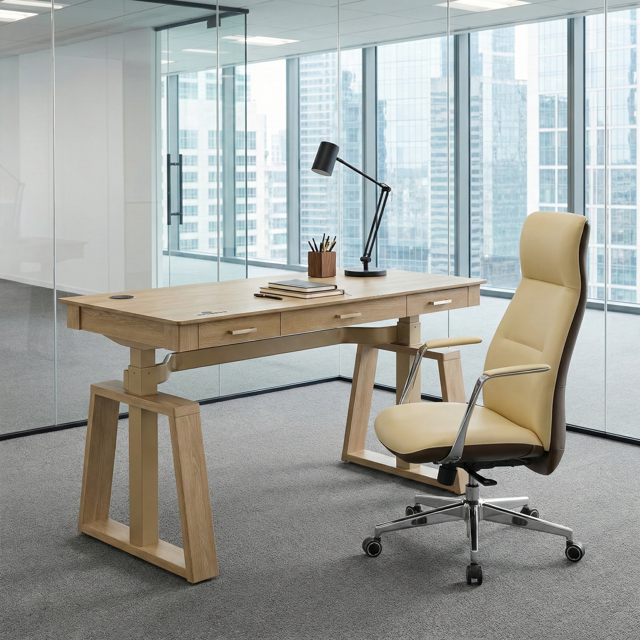 Executive Office Set:ark EL Standing Desk and Executive Office Chair